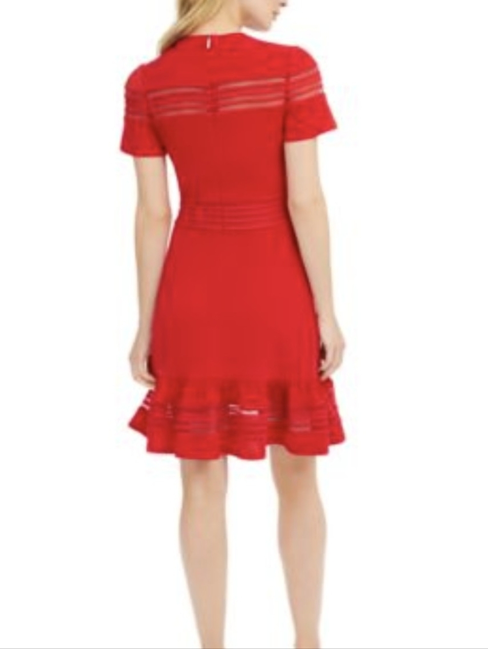 Michael Kors fit-and-Flare Red Mesh Mix Dress Medium *H - Picture 2 of 9